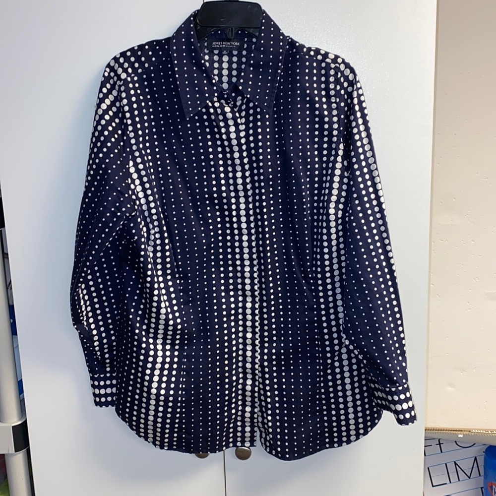 Jones NY navy/white button down sz 1X